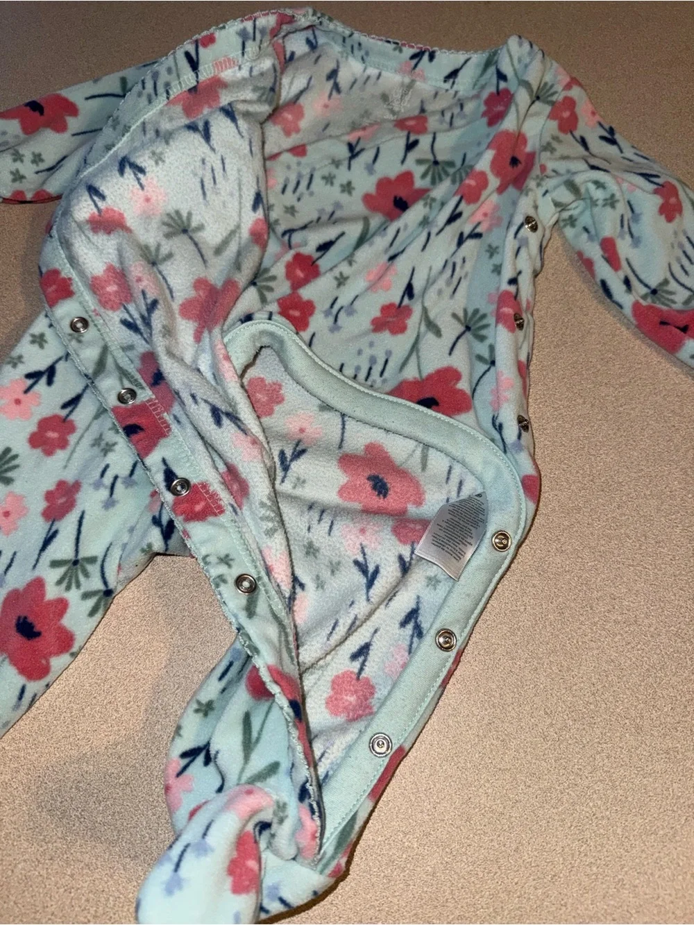 Carter’s baby girl size 3 months floral warm pajamas blue pink